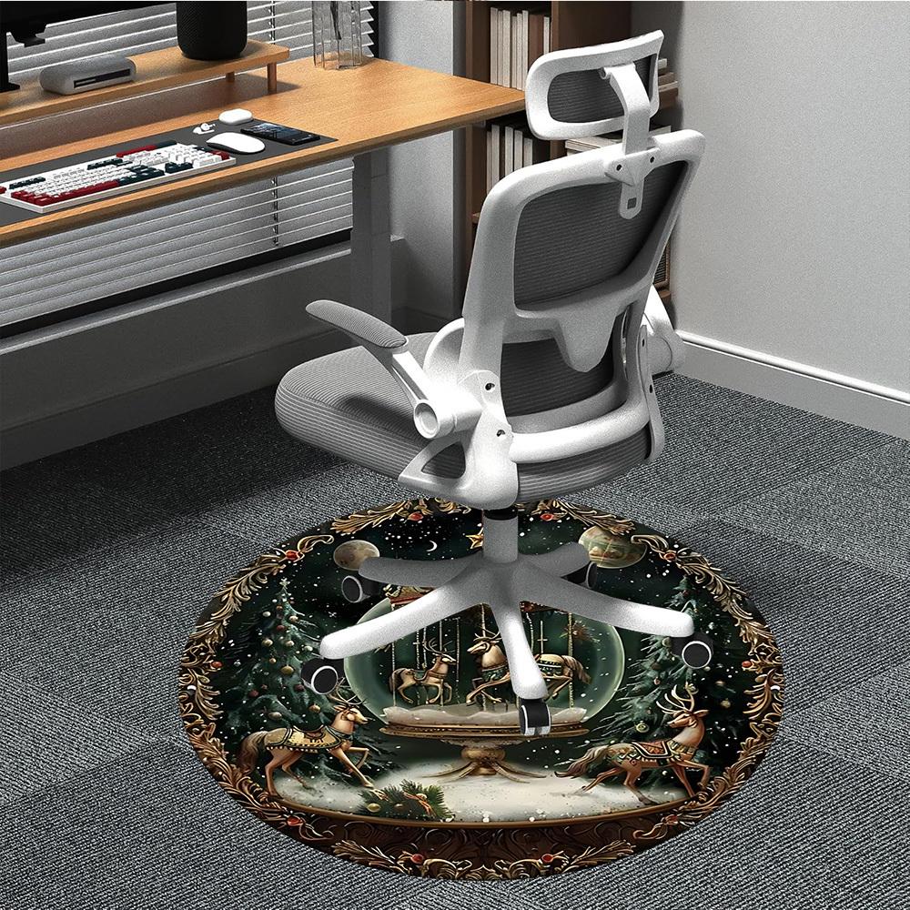 

1pc Christmas Wonderland Snowglobe Carpet for Office Non-Slip, Round Carpet, Soft & Comfortable, Carpet for Office, Round Floor Mat yy251225125 80cm by 80cm