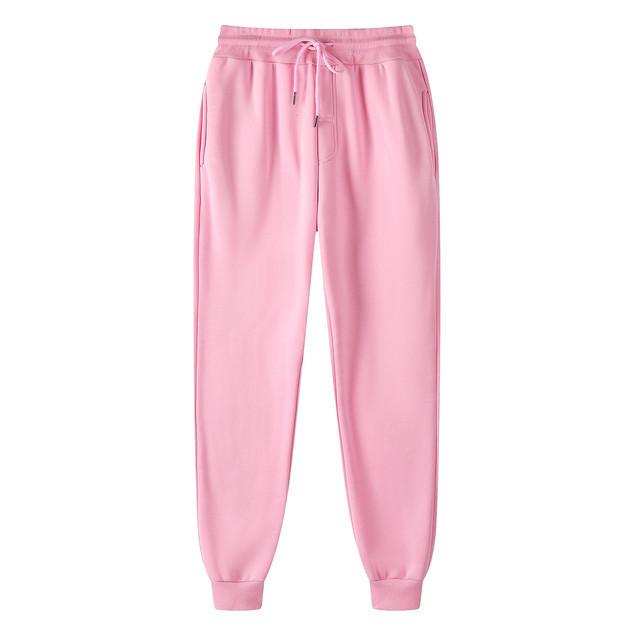 Men'S Laced Sports Casual Lined Pure Color Long Pants For Autumn And Winter