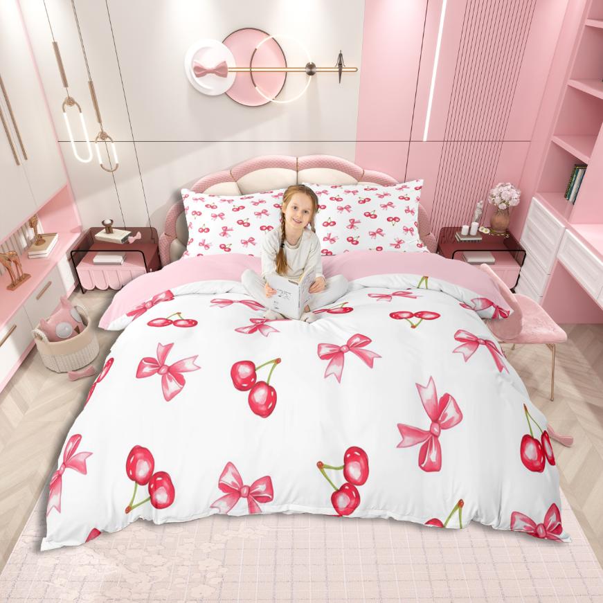 Comforter Homewish Girls Bow Bowtie Bow Knot Ribbon Bedding Setcolorful Glitter Print Bed Set For Princess