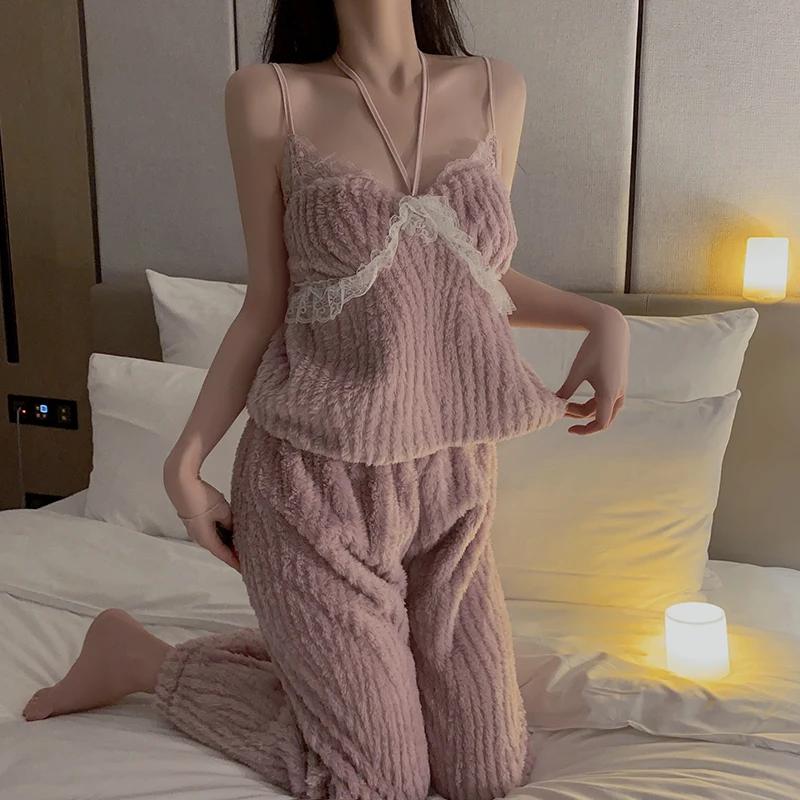 Winter Coat for Women, Autumn Flannel Warm Hanging Top, Trousers, Sweet Coat, Home Wear for Women