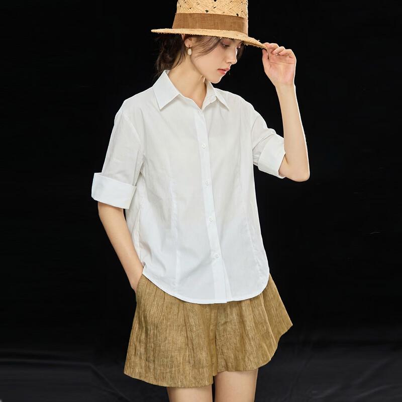 Wudao Women s Cotton Blend Lapel Shirt M