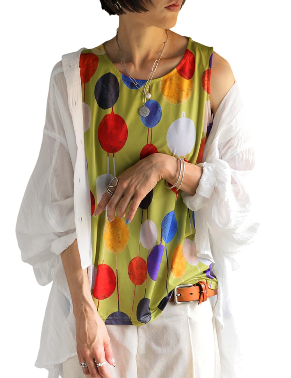 

Antiqua Polka Dot Tank Polka One Size Lime Yellow Top, Women s, Dots, KE-03334, 46,