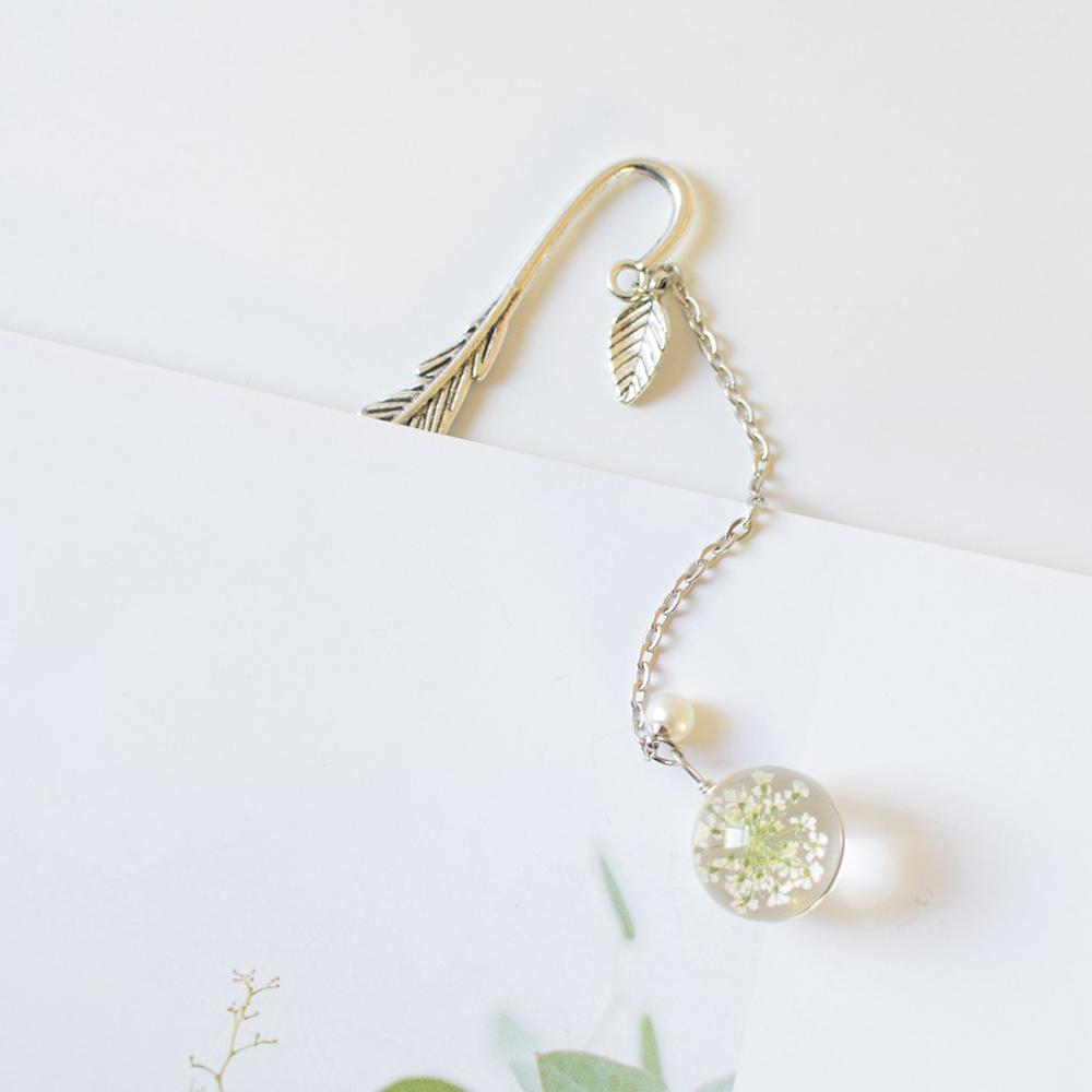 Page Holder Feather Bookmark Crystal Pendant Dried Flower Flower Specimens Metal Book Mark Bookmark