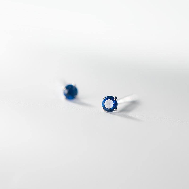 Tiny Round Crystal Stud Earrings Claw Design 925 Silver Piercing Jewelry for Women Simple CZ Zircon Earring Female Gift