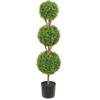 Artificial Topiaries Boxwood Trees, 48 inch Tall (2 Pieces), 3 Ball-Shape Faux Topiaries Plant with Planters, Green Feaux Plant w/ Replaceable Leaves