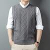 Men's Cable Knit Vest V-neck Sleeveless Autumn Business Casual Fashion Warm Knitwear Outerwear