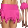 Women Lace Mini Skirt Low Waist Ruffle Asymmetrical Hem Short Skirt Sexy Lace Trim Solid Color Flowy Retro Fairy Aesthetic Skirt