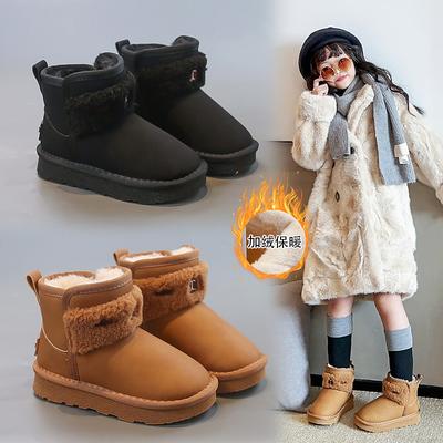 Fleece warme Kinderschnee Baumwolle 2025 Winter Explosion Baby Mädchen einfarbige kurze Stiefel modische Jungen Retro-Stiefel