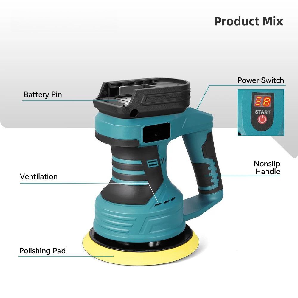 6 Inch 8 Gears Handheld Sanding Rust Removal Machine Portable Electric Car Polisher Auto Polishing Wax Tool