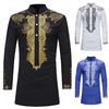 Pánská Zimní Luxusní Potisk Dlouhý Rukáv Dashiki Košile Top Blůza