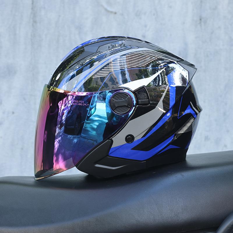 Orz-705-Retro Half Helmet Men's and Women's Four Seasons Dual Lens Electric Bicycle Helmet Pedal Universal Coverage Helmet