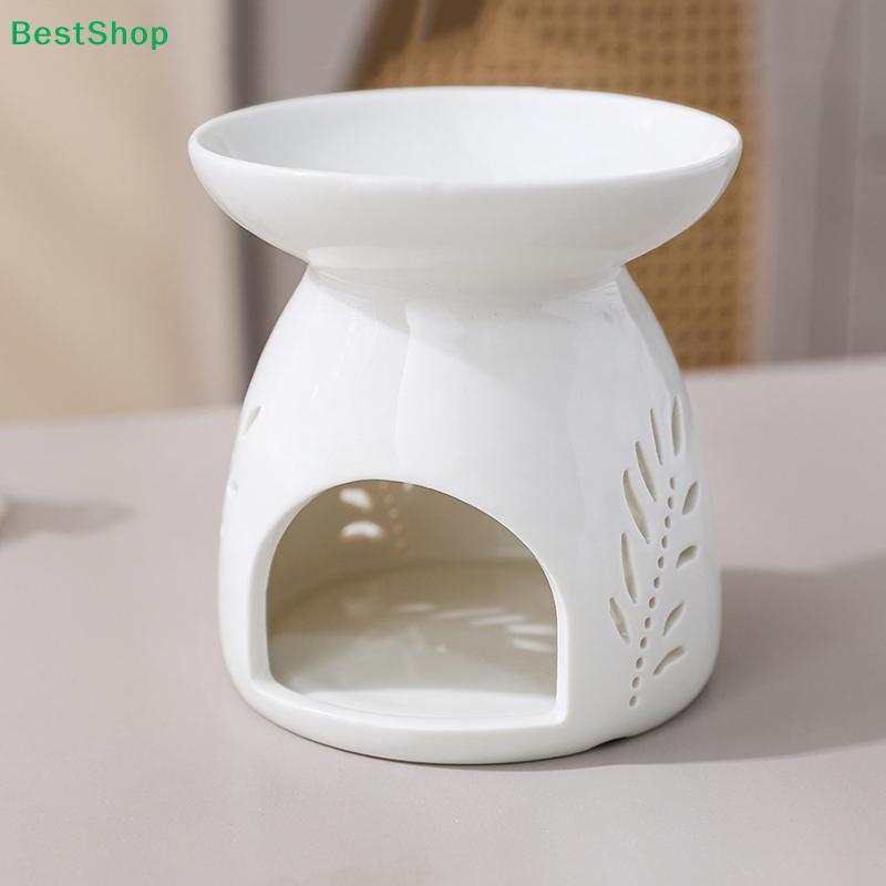 White Ceramic Aromatherapy Oil Burners - Hollow Out Flower/Leaf Design Wax Melt Warmers for Home Decor (Assorted Shapes)