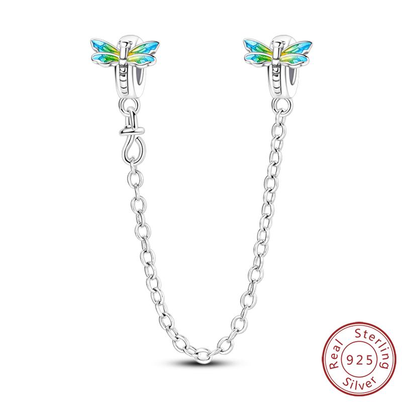 Elegant S925 Silver Butterfly & Dragonfly Multicolor Charms Beads Pendant 3mm DIY Fine Jewelry Making Accessories Gifts