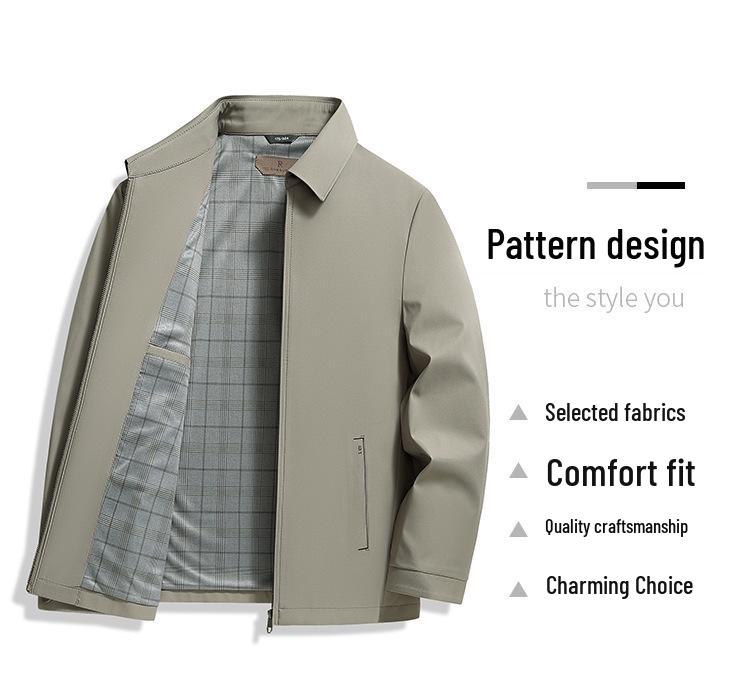 Men's Spring & Autumn 2025 Casual Lapel Jacket - Stylish Solid Color Fashion Coat for Middle-Aged and Young