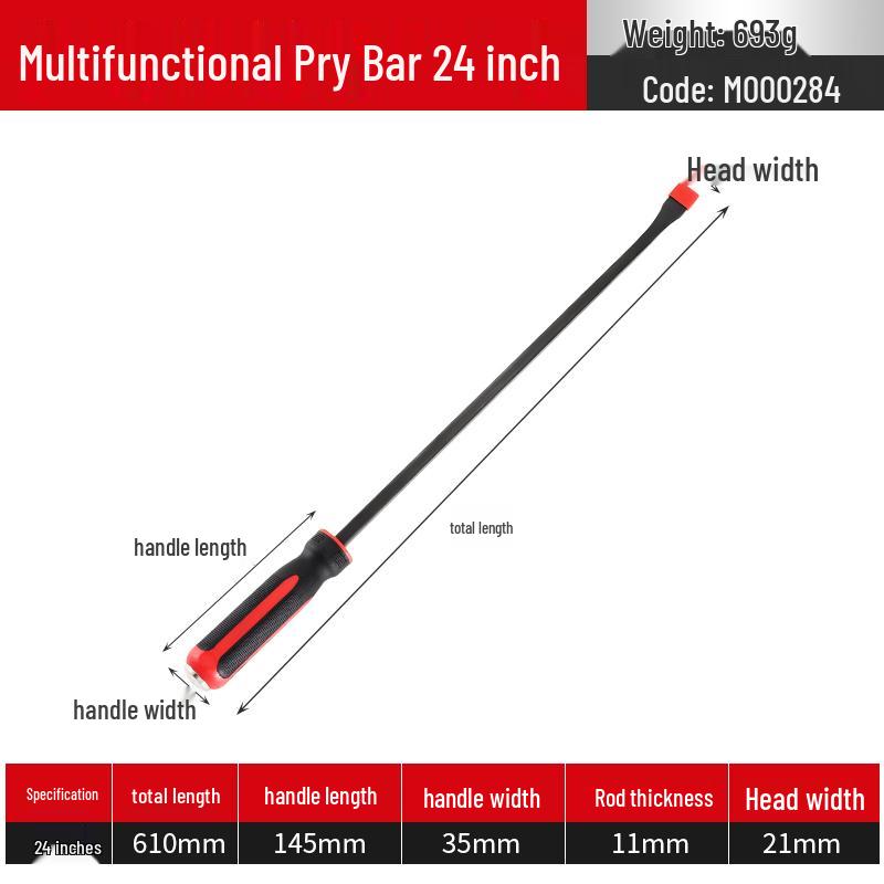 Extra Large Chrome Vanadium Steel Crowbar for Woodworking & Auto Repair - Multi-functional Flathead Pry Bar
