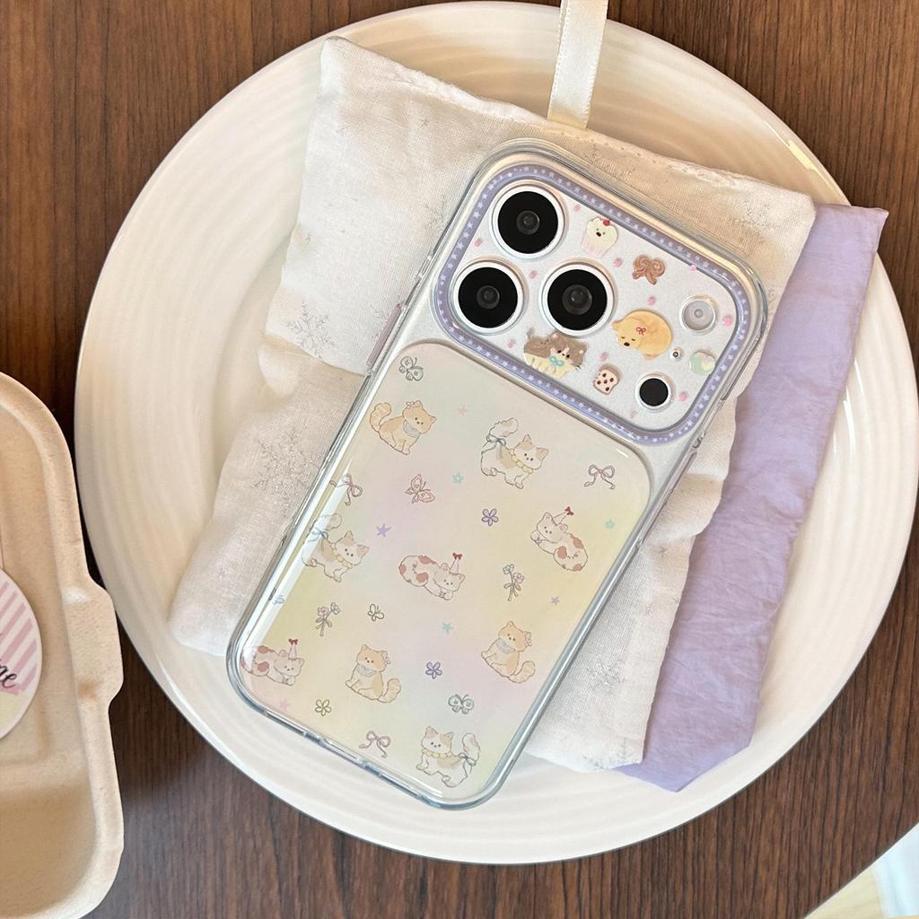Cute cartoon kitten phone case, compatible with iPhone 16, iPhone 17, and iPhone 17 Pro Max