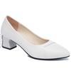 Soft Leather Shoes Spring and Autumn Style Thick Heel Single Shoes Comfortable Medium Heel Shallow Mouth Professional Light Women's Shoes