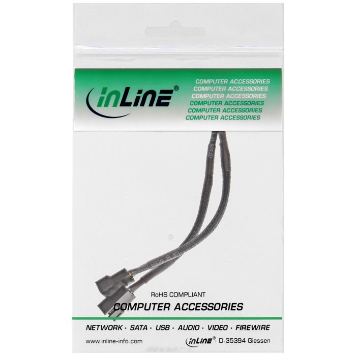 Répartiteur D'alimentation De Ventilateur - InLine - Y-cable - 4 Broches - 2 X 4 Pin PWM - 15 Cm Noir
