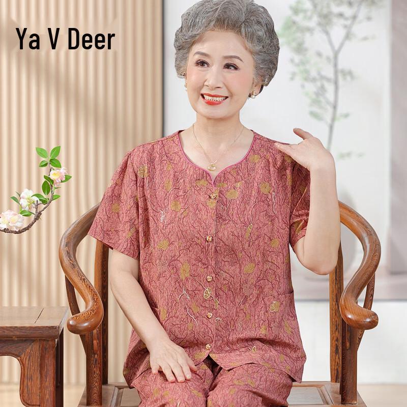 Yalu Women s Summer Floral Short-Sleeve Set 3XL