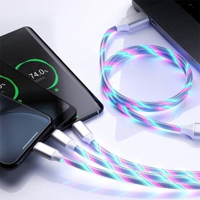 Blue -Câble USB Micro et type c 3 en 1,léger,Charge rapide,transfert de données,pour iPhone,Huawei,Xiaomi,redmi,Samsung A51,