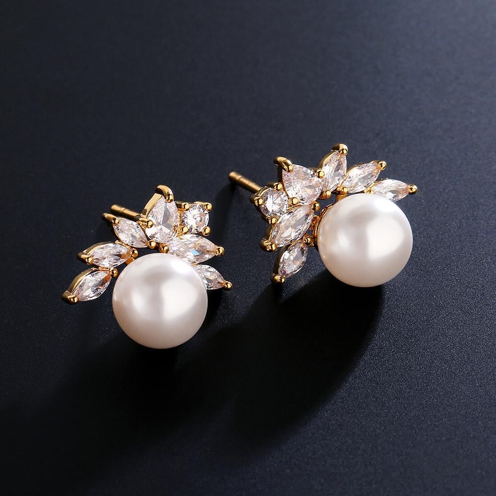 ZAKOL Exquisite Sparkling Zircon Imitation Zircon Stud Earrings for Women Girls Cute Sweet Unique Design Bridal Wedding Zircon