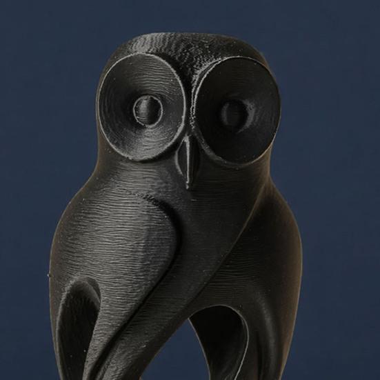 Wear-Resistant Table Decor 3D Printed Owl Figurine, Hollow Modern Art Sculpture with Matte Black Finish, Office Home Minimalist Desk for Bookshelf,