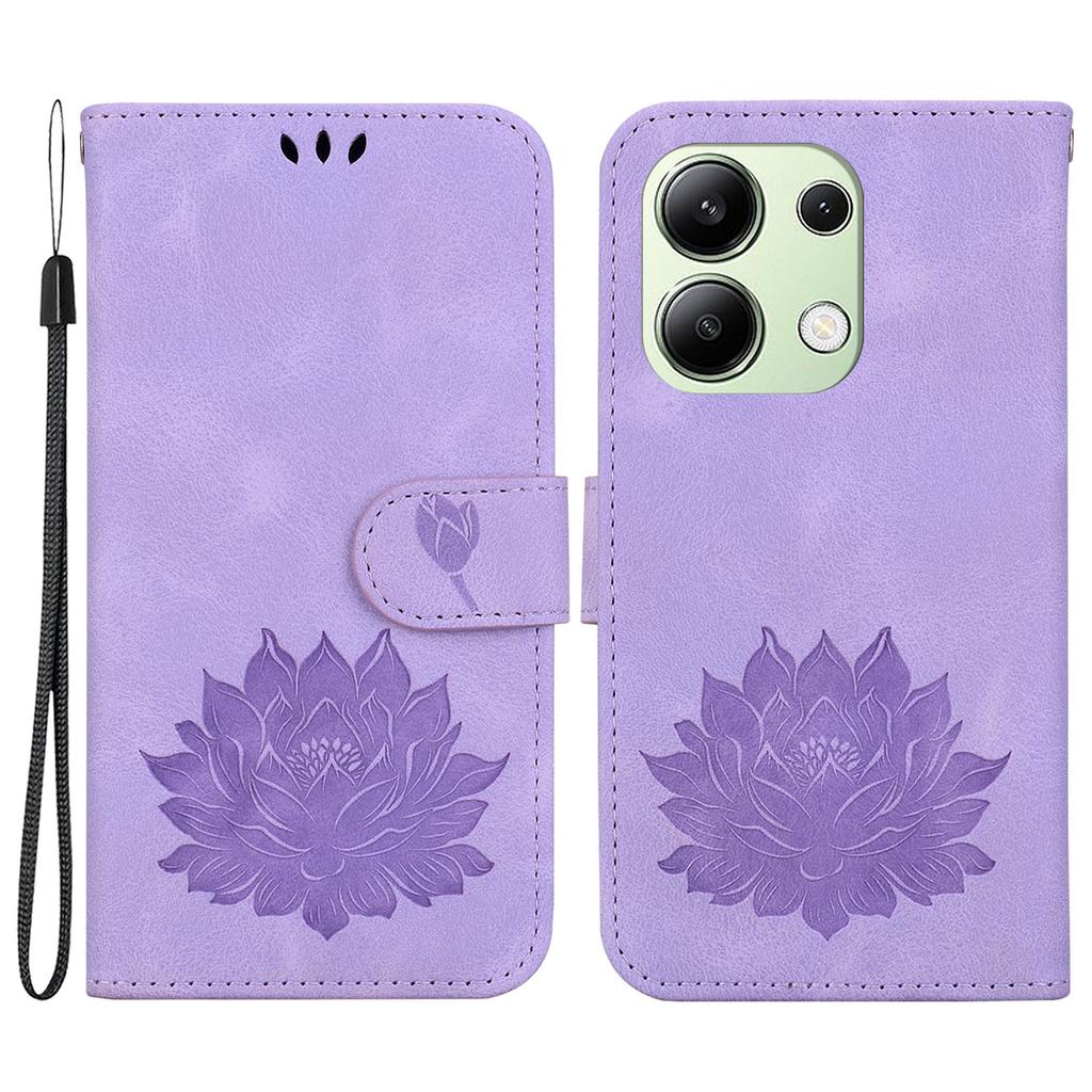For Xiaomi Redmi Note 13 4G Wallet Case Lotus Pattern Leather Protective Phone Cover