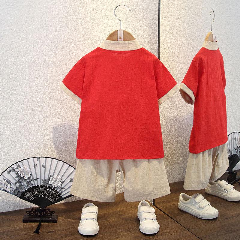 Boys Hanbok Suit Children's Summer Baby Short-sleeved Two-piece Flying Dragon Suit Small Fresh Chinese Style Children's Clothing