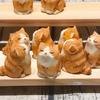 Hand Carving Wooden Cat Statue Cute Mini Cat Statues Home Office Desktop Decor Handmade Wood Kitten Carving Gift for Cat Lovers