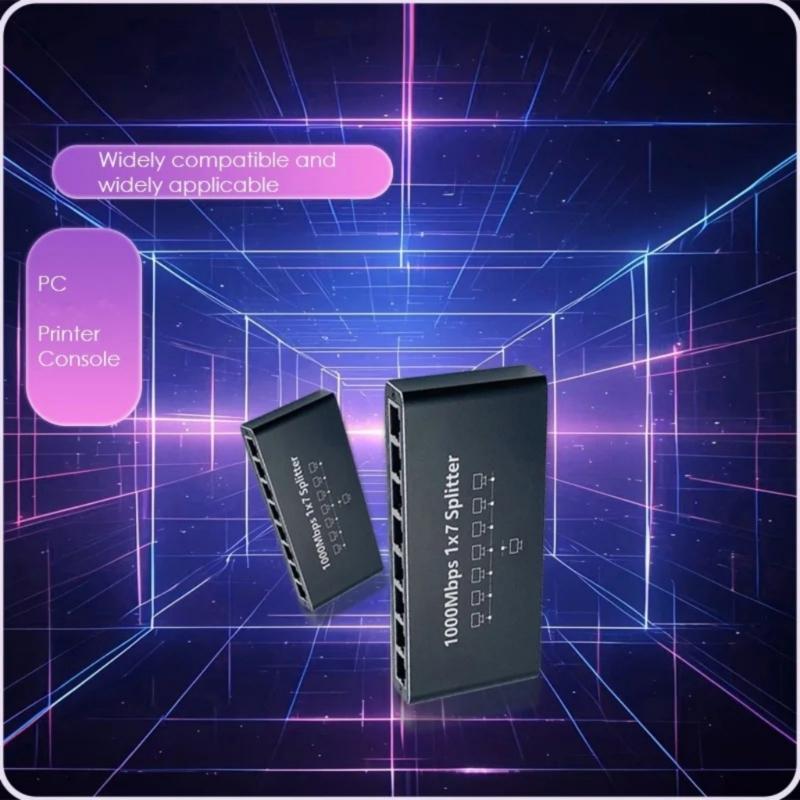 RJ45 Ethernet Splitter 7 Port Gigabit Networking Expansion Adapters For Multiple Device Connections With 1000Mbps Speed