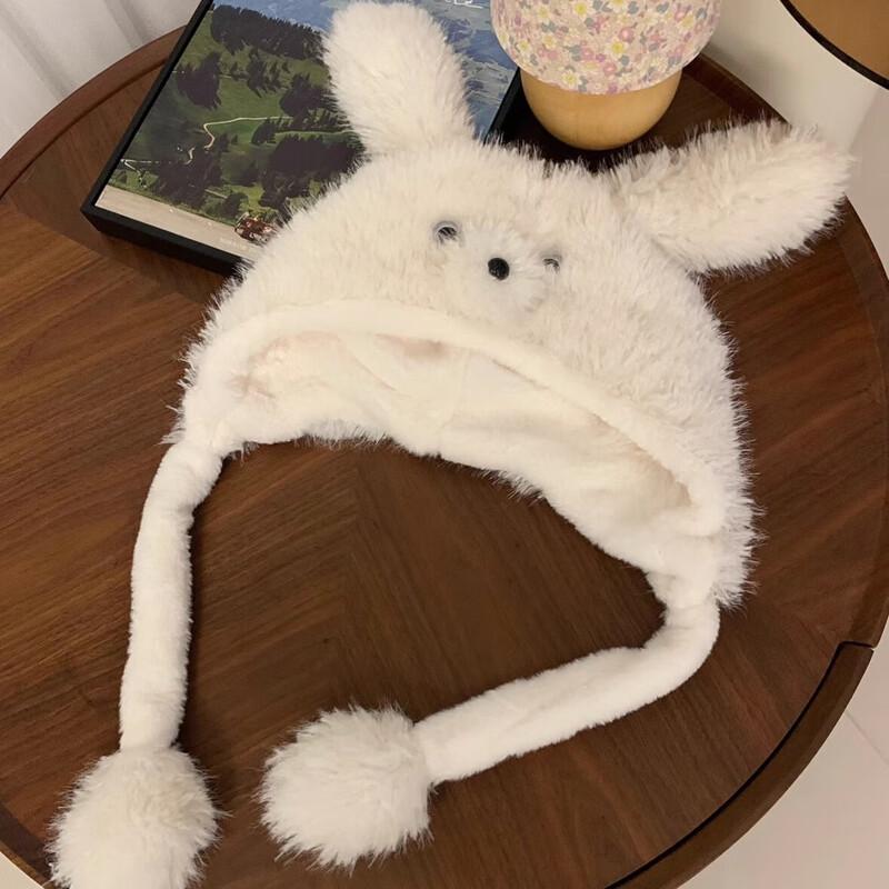 Женская пушистая шапка-ушанка с подвижными собачьими ушками