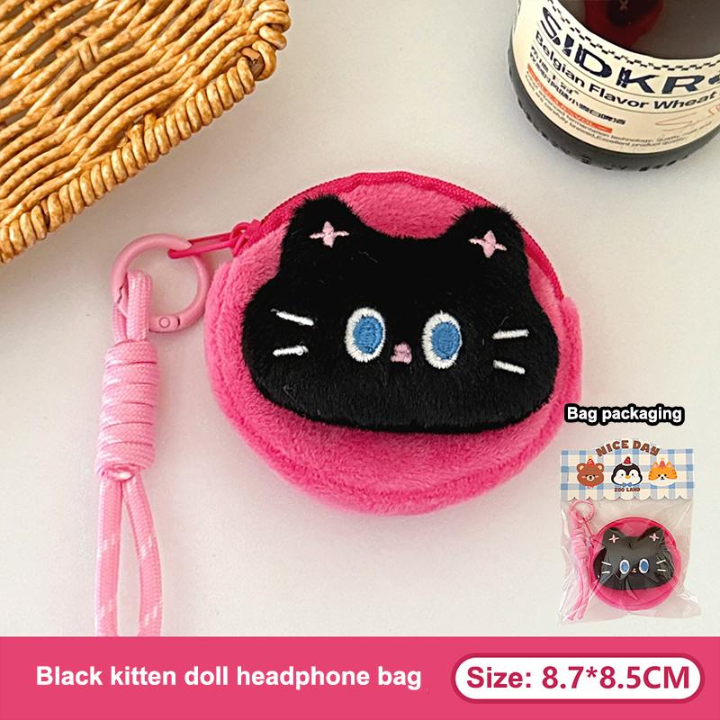 Cartoon Plush Doll Coin Purse Cute Earphone Bag Keychain Animal Plush Storage Bags Lovely Backpack Pendant Birthday Gifts