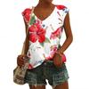 New Fashion Women's Tanks Top Floral Pattern 3d Print Tank Tops Flower Camisole Women Fashion V-Neck Short Sleeve Tops Tees Lady