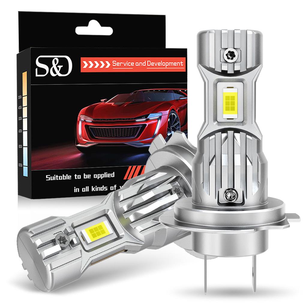 2 יחידות נורות פנס קדמי LED H7 משודרגות 20000 לומן בהירות נורות ללא מאוורר 6500K לבן Plug&Play החלפה מהירה של פנס ראש התקנה מהירה