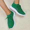 Fashion Green Soft Sole Knit Walking Shoes for Women 2025 Comfortable Breathable Mesh Sneakers Woman Plus Size Lightweight Casual Flats