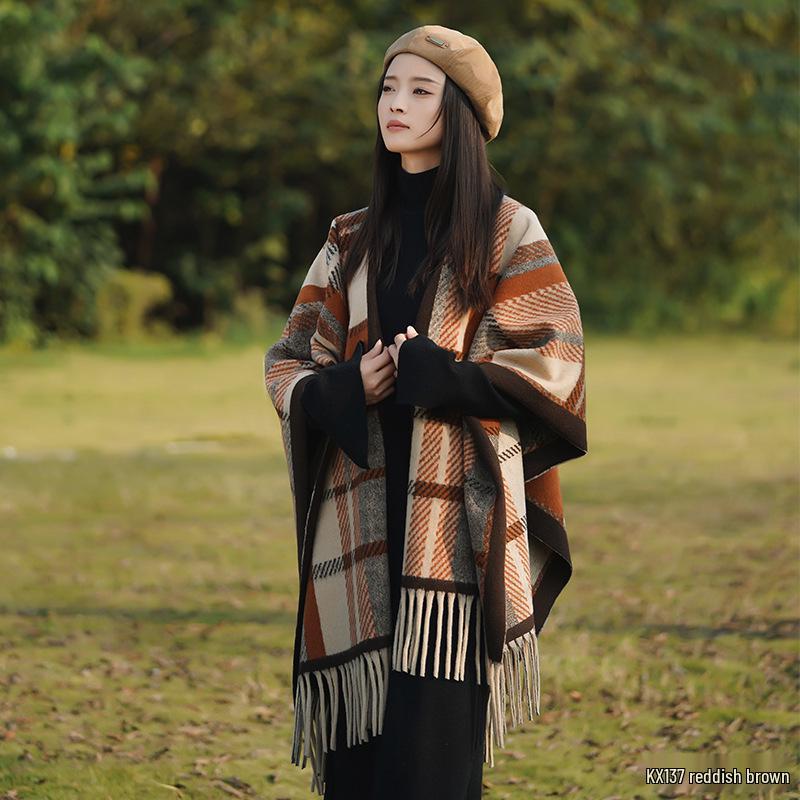 Ethnic Ink Painting Tassel Shawl Cape - Imitation Cashmere, Women's Travel Outfit