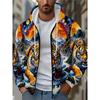 Duży rozmiar męska koszula z zamkiem błyskawicznym z cyfrowym drukiem 3D, luźna, wygodna, casualowa bluza z kapturem, modny sweatshirt w stylu ulicznym