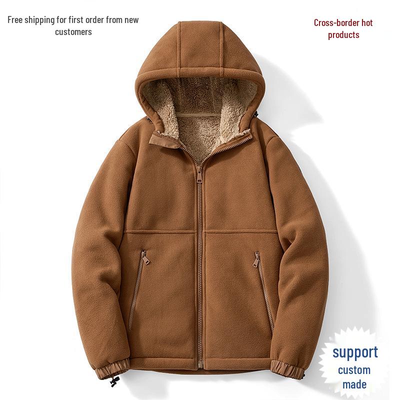 

Unisex Fleece-Lined Hooded Jacket: Warm Polar Fleece Cardigan for Autumn/Winter M