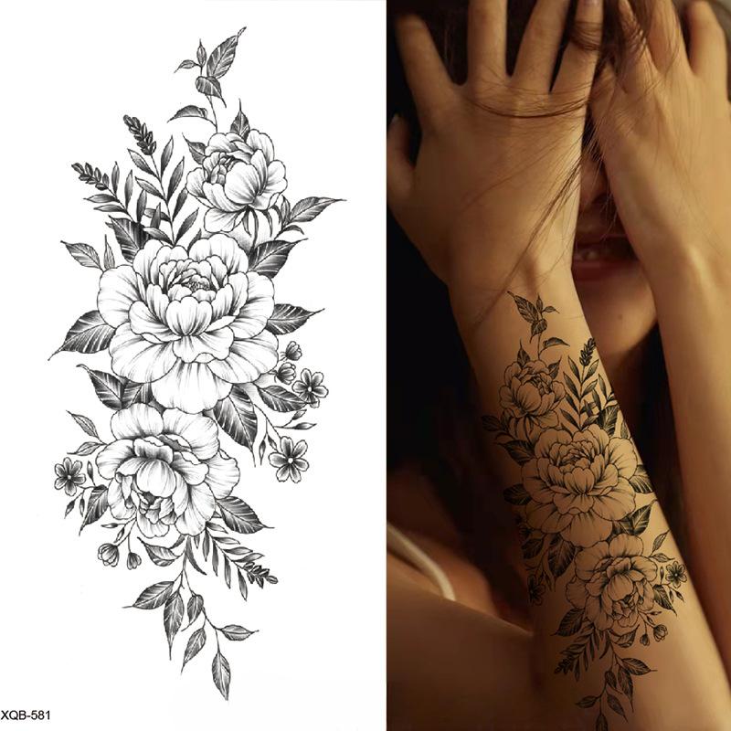Small Full Arm Tattoo Sticker, Flower Letters, Plain Flower Tattoo Sticker Tattoo