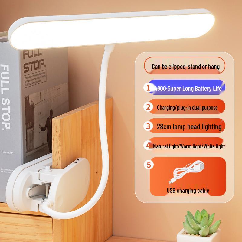 LED Clip-On Desk Lamp: Dual-Power for Bedroom, Study, or Dorm.