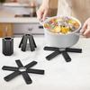 Black Pot Mat Dish Placemat Coaster Folding Heat Insulation High Temperature Pots And Pans Kitchen Gadgets Foldable Tripod Mat