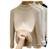 Semi-turtleneck Sweater Women's Thickened Fleece Knitted Bottoming Shirt Autumn and Winter New Integrated Fleece Top