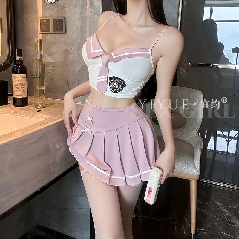 Original Erotic Underwear Sexy Japanese School Style Cosplay Sailor Suit Pleated Skirt Women's Uniform Set 1390