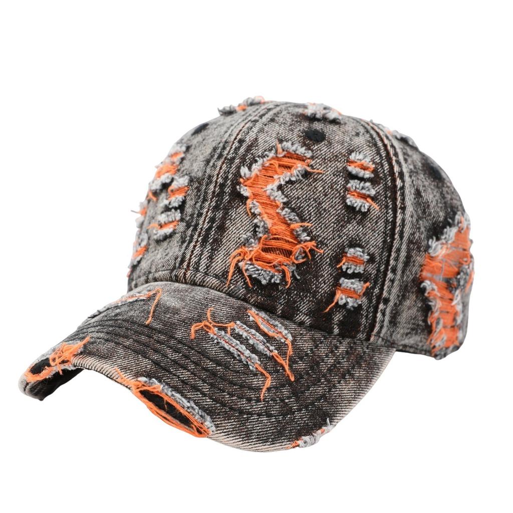 Gewaschene und alte zerrissene Denim-Baseballkappe Herren dünne Farbabstimmung polierte Sonnenkappe vergrößertes und vertieftes Kappe