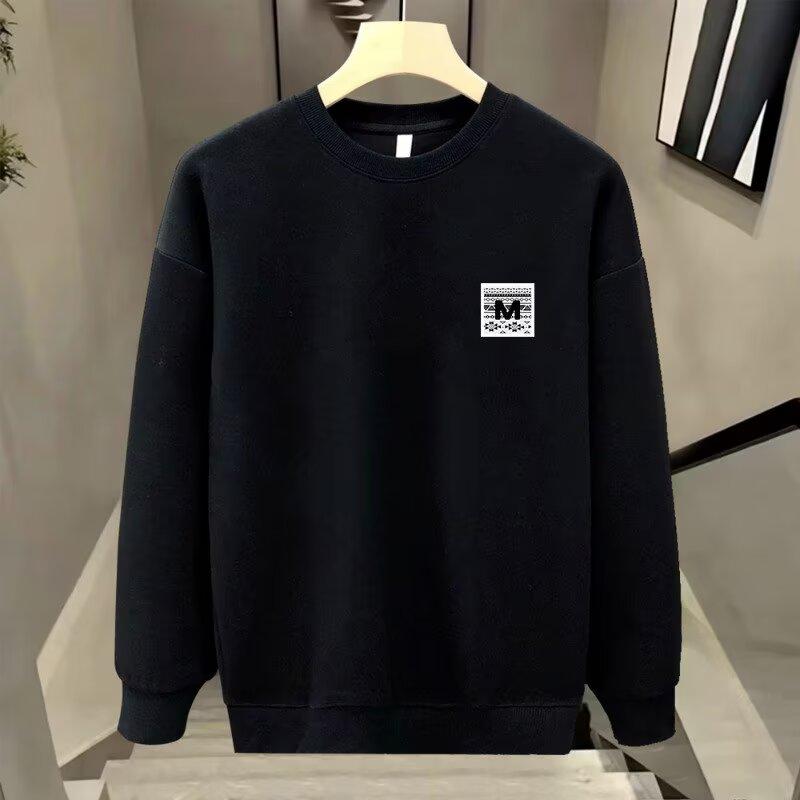 

Мужской свитшот с длинным рукавом, принт осень-зима, корейская версия, новый, круглый вырез, свободный, повседневный, шикарный, в стиле Гонконга, тренд M чёрный