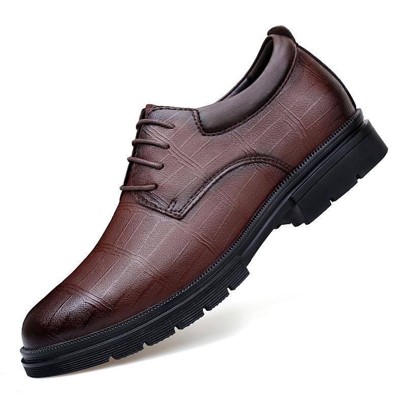 Men s Invisible 8CM Height-Increasing Leather Slip-On Formal Shoes 38