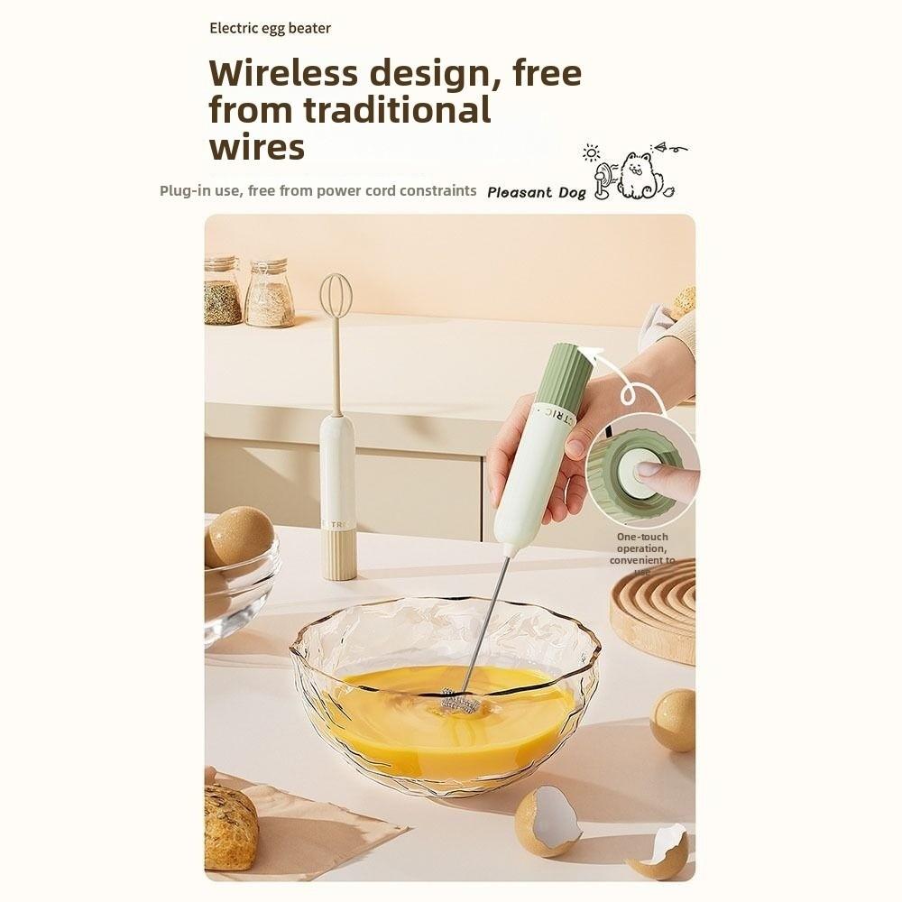 Double-Way Custard Frother Cordless Electric Mixer Durable Egg Beater for Coffee Lattes Soup