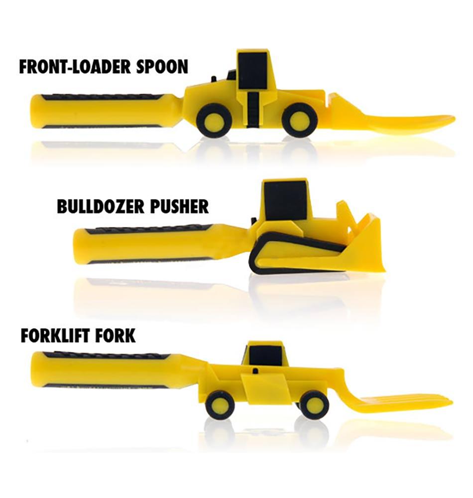 3-teiliges Kinderbesteck-Set, Lebensmittelutensilien für Kinder, Bulldozer, Bagger, Schaufel, Löffel, Gabel, Fütterung, Geschirr, konstruktives Essen