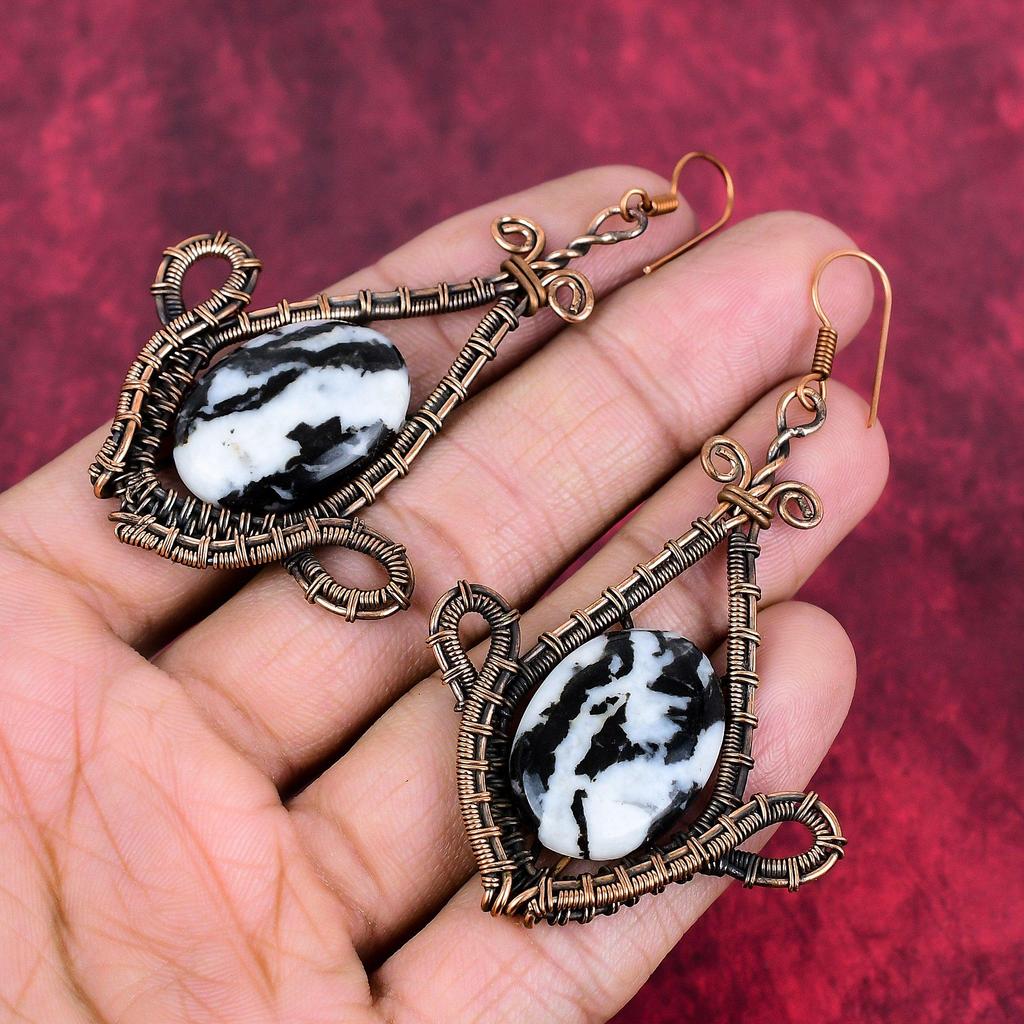 White buffalo turquoise earring copper wire wrapped earring handmade jewelry real gemstone earrings copper wire wrap jewelry gifts for wife