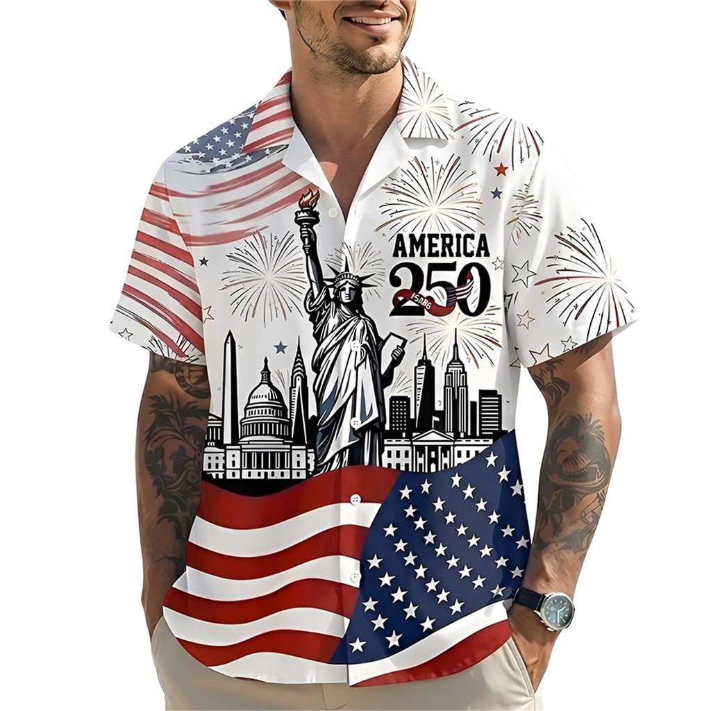 Men's Casual Short-Sleeve Collared Shirt For Spring/Summer
